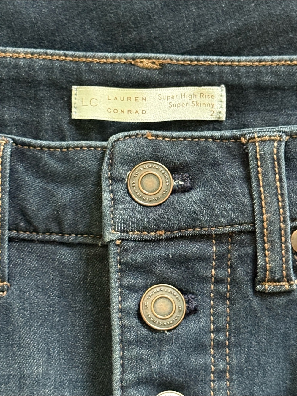 LC Lauren Conrad Super High-Rise Super Skinny Blue Jeans-Size 2 - Picture 2 of 9